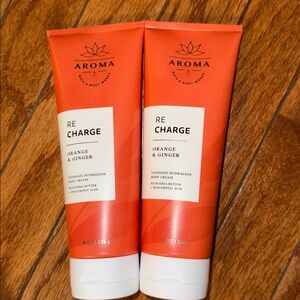 BBW Recharge AROMATHERAPY 2pk Ultimate Hydration Body Creams ORANGE GINGER